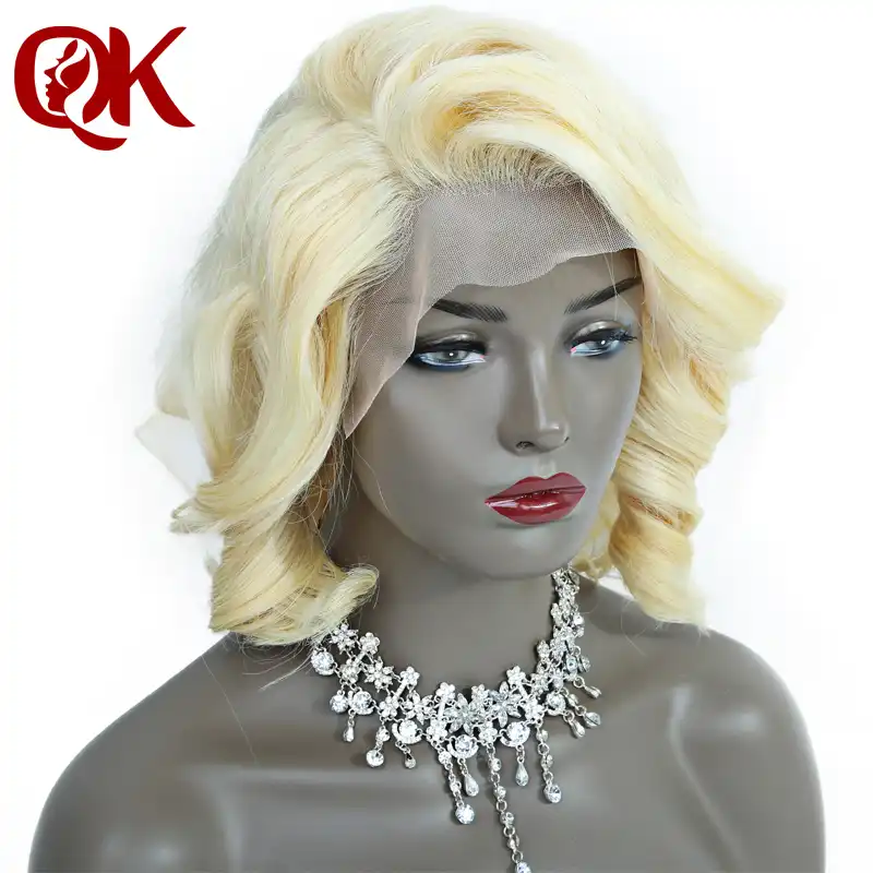 Queenking Hair Lace Front Wig 180 Platinum Blonde 613 Bob Wig