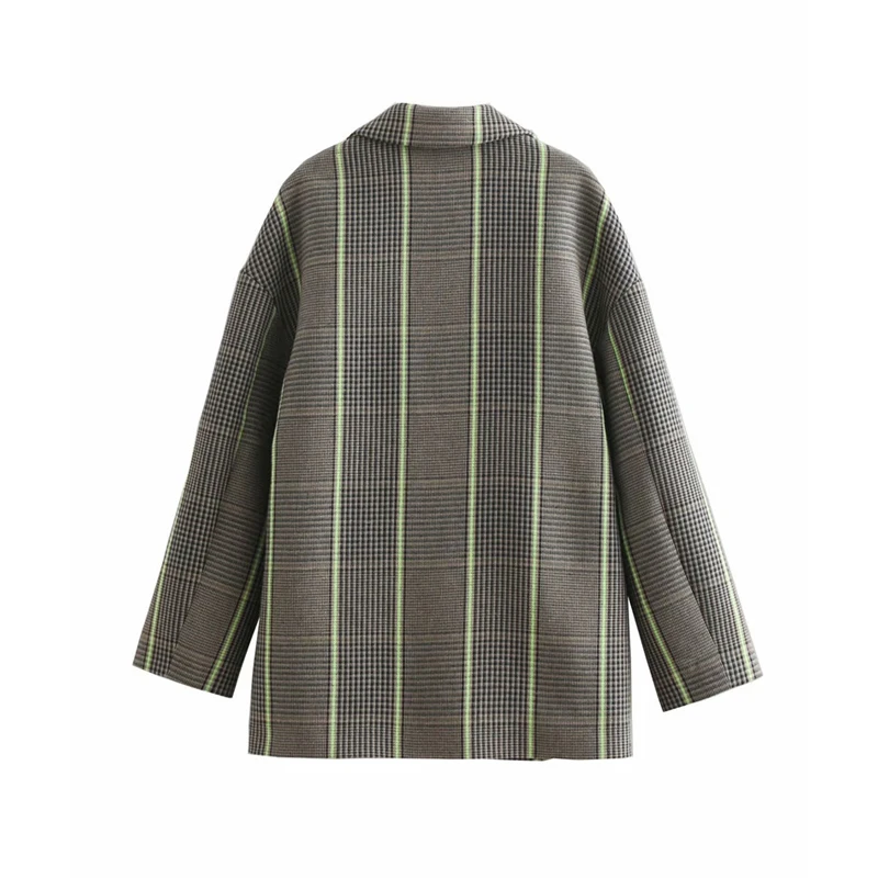 GOPLUS Vintage Single Breasted Office Ladies Plaid Blazer Long Sleeve Loose Coat Jackets Women Blazers Female 2019 Outerwear