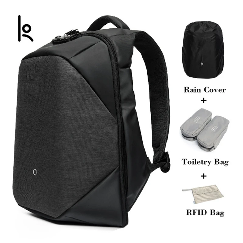 

K Click Men Anti-thief Solid Backpacks Scientific Storage System Bags External USB Charging Laptop Backpack For Man And Women