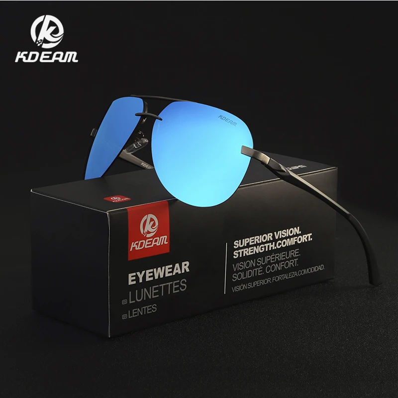 

KDEAM Sunglasses Men Polarized eyewear HD Rimless Sun Glasses Reflective Coating Women outdoor Sunglass Brand With Case KD143