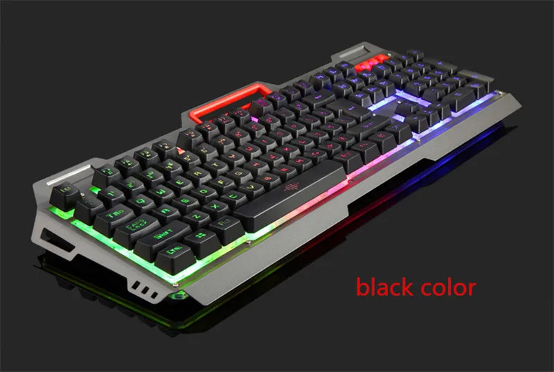 KuWFi английская игровая клавиатура USB Проводная Механическая клавиатура 104 клавиш сменный светодиодный с подсветкой анти-ореолы для масштабной игры - Цвет: BLACK
