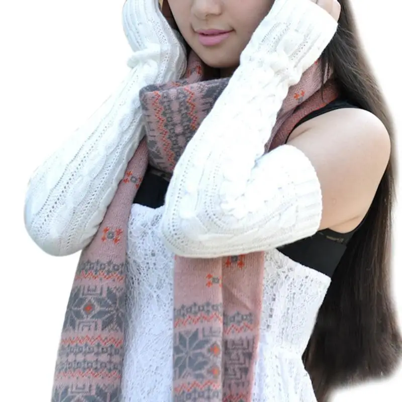 NIBESSER зимние женские шерстяные теплые перчатки женские вязаные теплые длинные перчатки без пальцев Модные женские перчатки