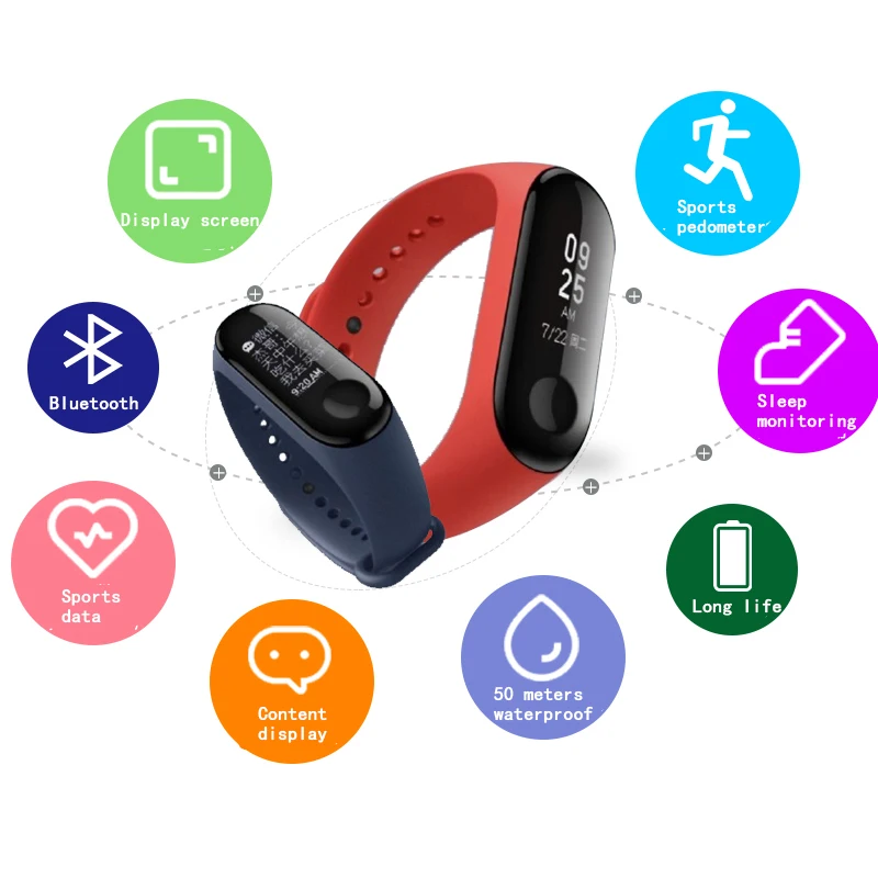 Xiao mi Группа 3 Fit ЗАМЕНА Smart 2 Touchpad Экран монитор сердечного ритма шагомер браслет IP67