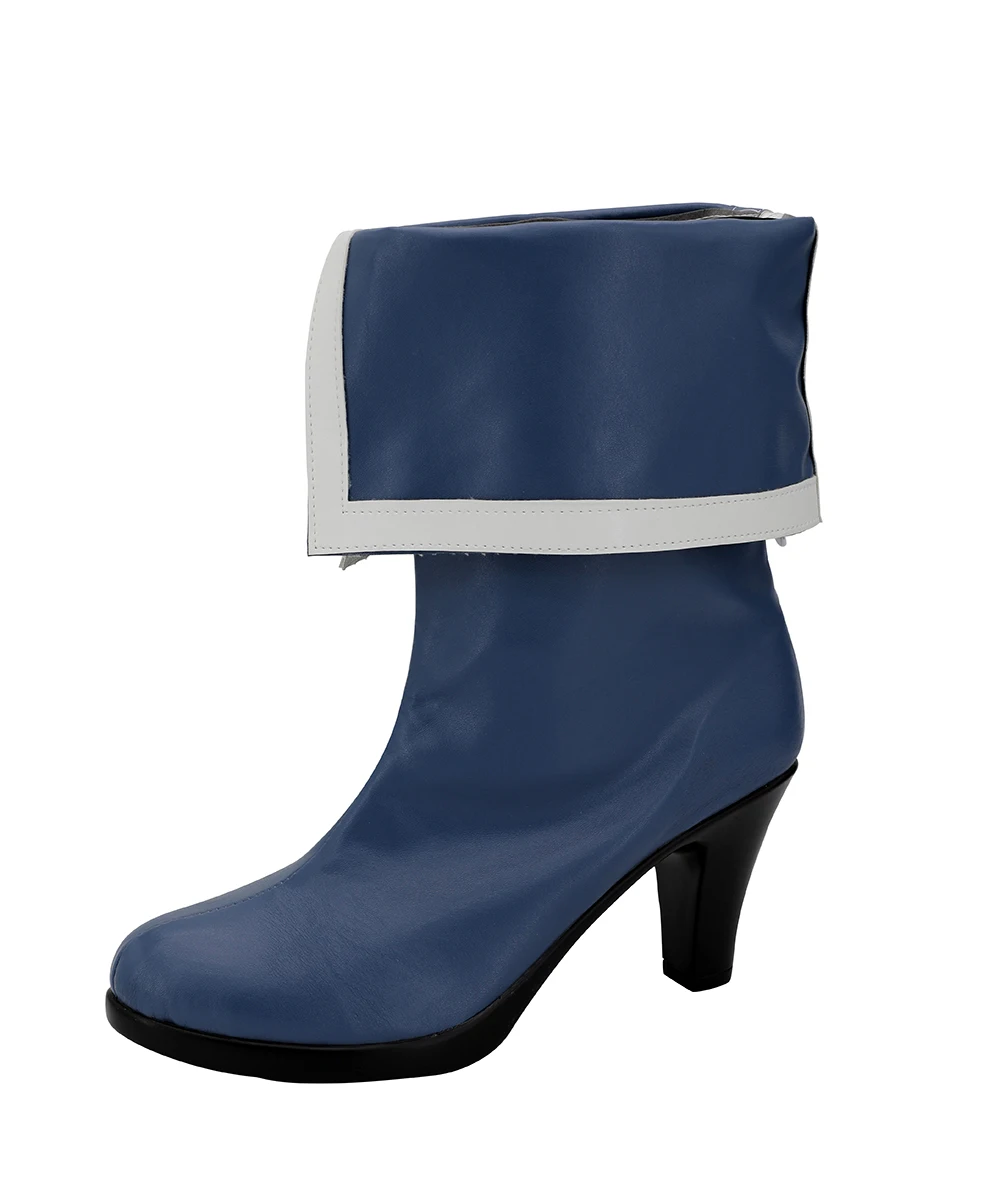 Anime Sword Art Online Asuna Yuuki Blue Cosplay Boots High Heel Shoes Custom Made PU Leather (4)