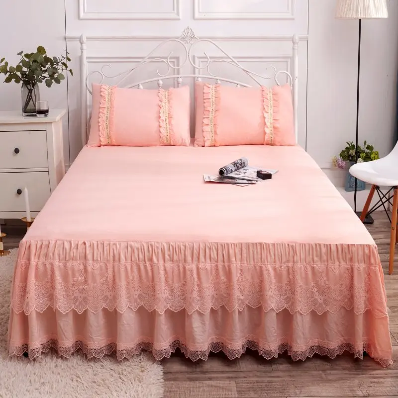 Юбка для кровати из полиэстера и хлопка 150/180/200x200 см удобное мягкое дышащее многоцветное покрывало для кровати