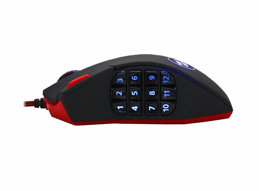 Redragon M901 игровой Мышь Высокая точность 24000 Точек на дюйм 18 программируемых кнопки большой лазерной Gamer мышей с веса светодио дный подсветкой для ПК