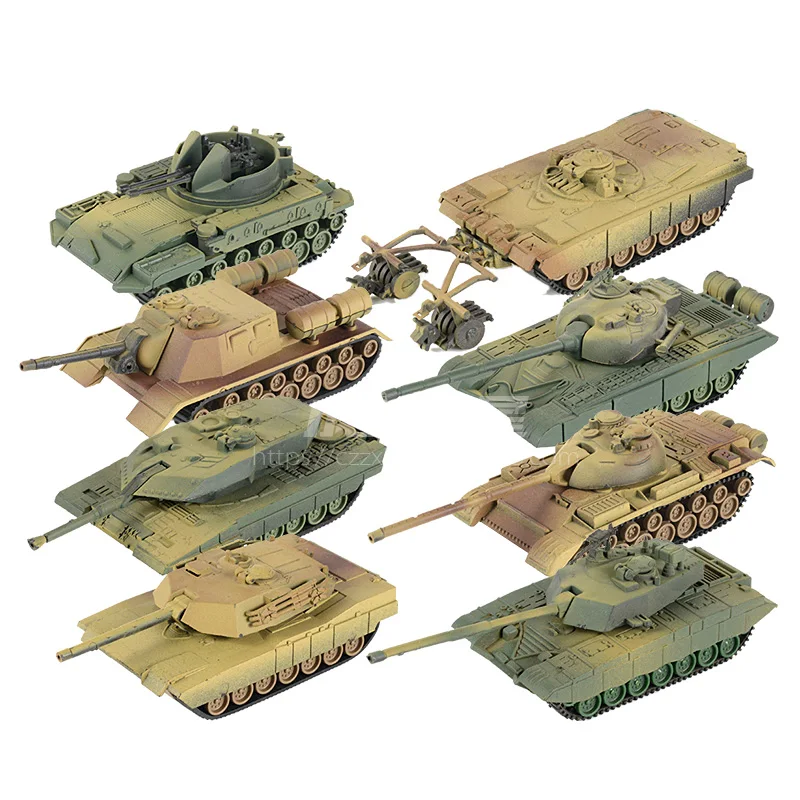 

8pcs 1:72 4D Plastic Assemble Tank 1st Generation World War II Model Puzzle Assembling Military Sand Table Toys For Children