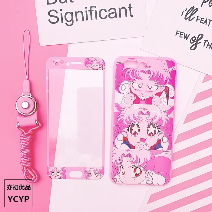 Чехол для iphone XS Max Sailor Moon+ пленка для экрана из закаленного стекла, Чехол для карт Sakura для iphone X XR 6 6 S 7 plus 8 8 plus - Цвет: As shown
