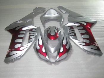 

100% new Fairing kit fit for Kawasaki ZX-6R 2007 2008 red flames in silver plastic motorcycle fairings set NINJA zx6r 07 08 GH24