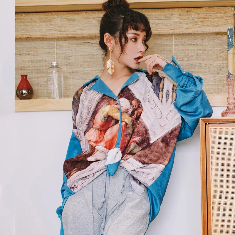 

Women Especial Style Retro Loose Silk Shirt Woman Design Crowd Spring Harajuku Blouse Casual Shirts
