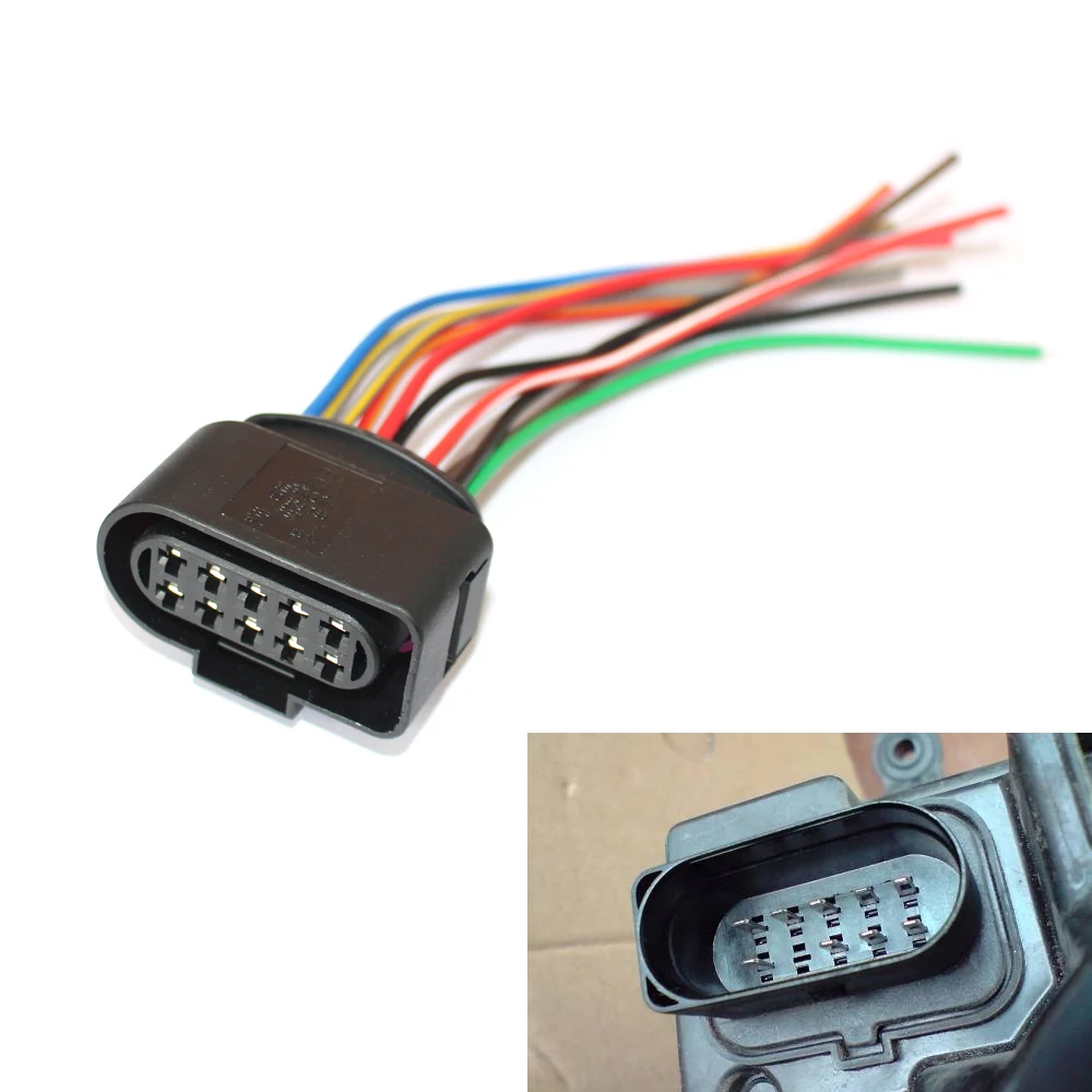 

Halogen Headlight Front Lamp Connector 10 Pin Fit for AUDI VW SKODA 1J0973735