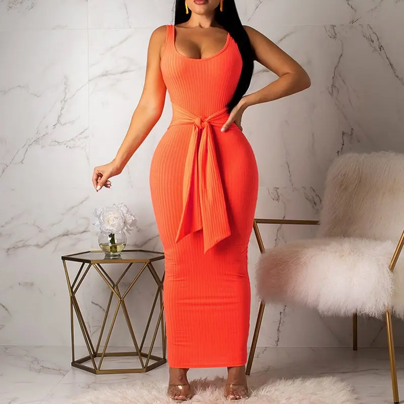 

Summer Party Travel Beach Orange Sexy Club Women Maxi Dresses 2019 Pencil Lace Up Green Casual Boho African Female Long Dress