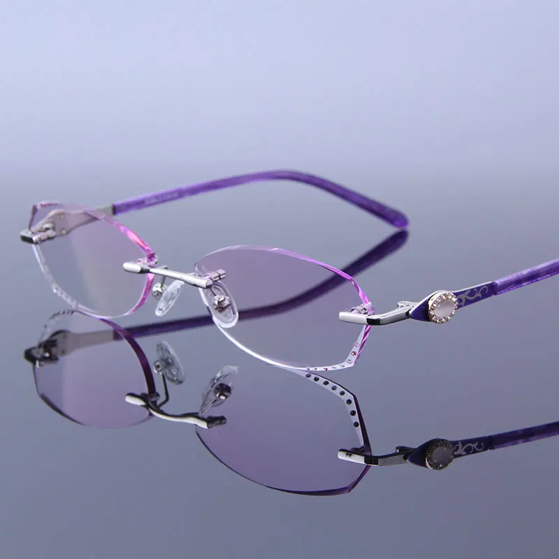 

New Ultralight Rimless Reading Glasses Gradient Purple Lens Computer Glasses For Presbyopia Glasses gafas de mujer +0.5 to +4.0