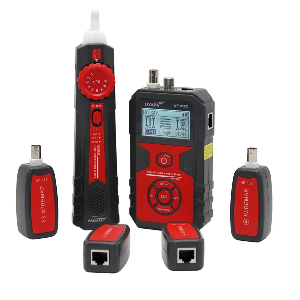 

NOYAFA NF-858C Wire Tracker LCD Cable Tester RJ11/RJ45/BNC/VFL/Mic USB Lan Tester Network Cable Tester Tracer Detector Wiring