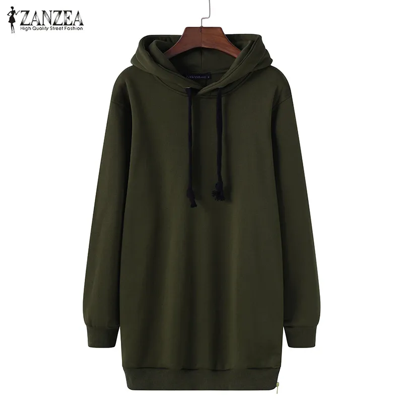  ZANZEA Women Hoodies Sweatshirt 2019 Spring Autumn Female Long Sleeve Hooded Tops Casual Loose Plus