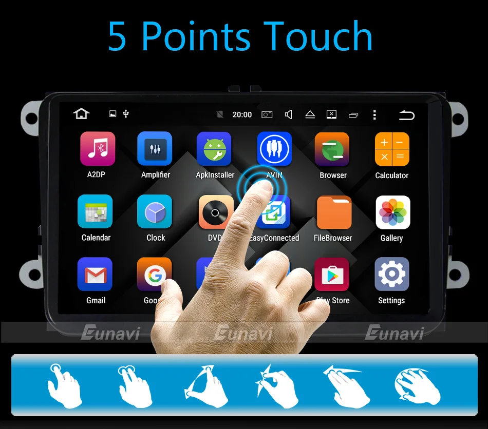 Excellent Eunavi 2 Din 9 inch Quad core Android 8.1 car dvd GPS for VW Polo Jetta Tiguan passat b6 cc fabia mirror link wifi Radio  in d 7