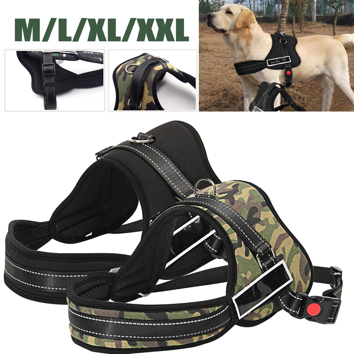 adjustable dog harness m l xl xxl black grey camo control dog pulling harness adjustable support comfy pet pitbull training