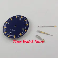 31 мм синий стериальный циферблат подходит 2813 ETA 2824 2836 Miyota 8215 автоматический механизм светящиеся оранжевые Часы Marks циферблат с стрелками D92