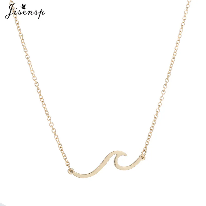 Jisensp بسيطة أزياء الصيف الشاطئ موجة طويلة سلسلة سحر قلادة العصرية تصفح مجوهرات للنساء بنات هدية عيد ميلاد 2019