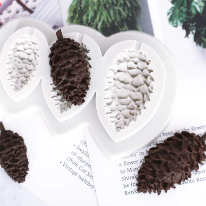 

3 Cavity Pine Cones Silicone Mold Fondant Mould Cake Decorating Tool Chocolate, Gumpastes Mold, Sugarcraft ,Kitchen Gadgets