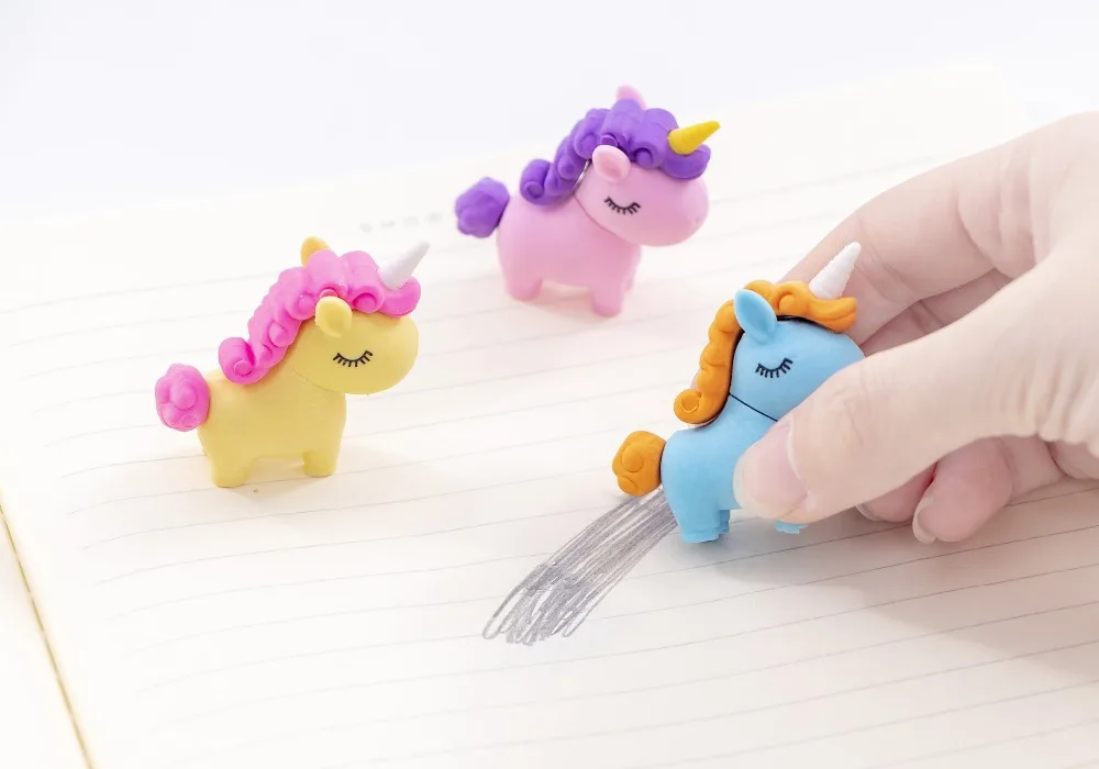 Criativa dos Desenhos Animais de Borracha Artigos de Papelaria para Crianças Lote Animados Bonito Unicórnio Cavalo Borracha Estudantes Belo Presente Apagador 36 pc - 8 36 pc lote Criativa Dos Desenhos Animados