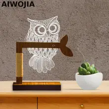 Сова 3d Светодиодная настольная лампа Luminarias De Mesa 3d Акриловый светодиодный затемняющий Настольный светильник Luminarias De интерьерный гибкий светильник