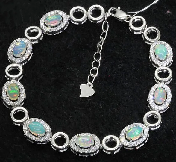 Real opal chain bracelet Natural original opal 925 sterling silver 0