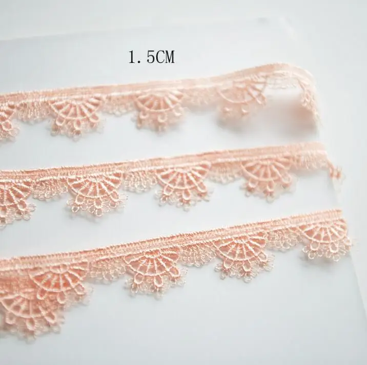 

5 Meters Orange Pink Lace Ribbon Pretty Water Soluble Lace Trims for Garment Accessories DIY Craft Sewing Supplie 1.5cm Width