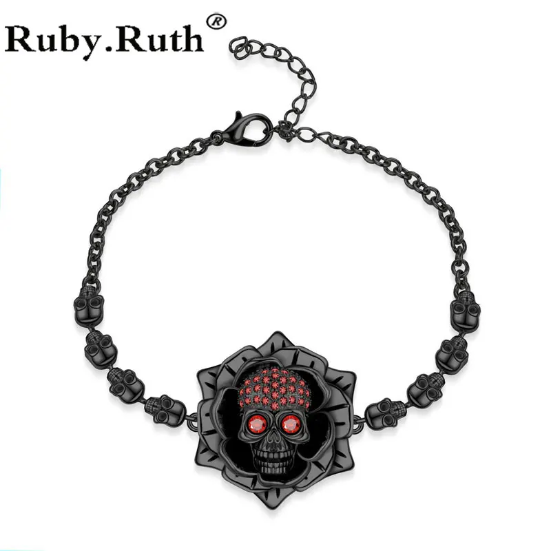 

Skull Punk Flowers Zircon Crystals Bracelets Women Bracelet For Wedding Jewelry Gift Dropshipping