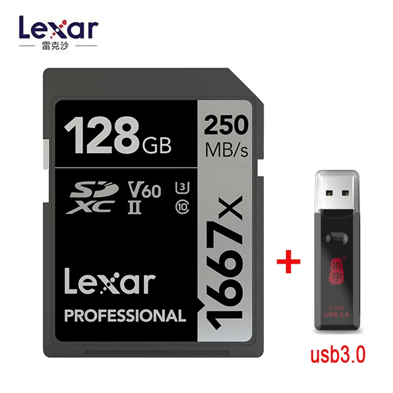 Lexar 1667x SD карта для чтения 250 МБ/с./с 64 Гб 128 ГБ 256 ГБ SDXC UHS-II U3 флэш-карта памяти для 3D 4K цифровой камеры оригинальная