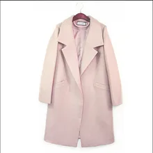 Шерстяное Женское пальто с длинным разрезом новой зимней корейской версии осени тонкое шерстяное утепленное пальто