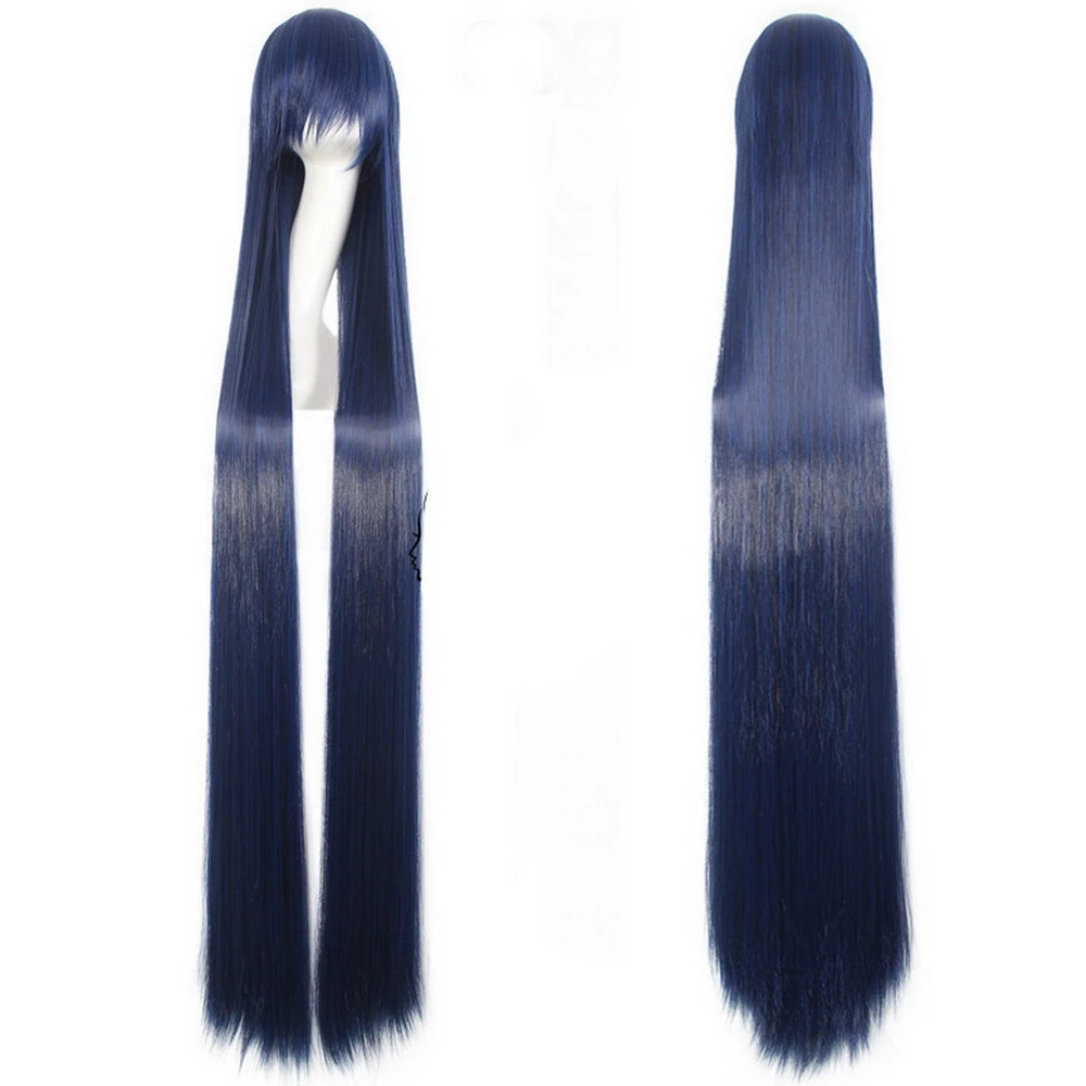 150cm Straight Super Long Anime Cosplay Wig With Bangs Synthetic Hair Black Blue Purple Red Orange White Wigs For Women Rose Net