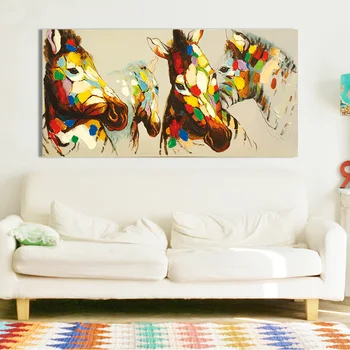 

Hotselling Colorful Horses Oil Painting Hand Painted On Canvas Wall Art Pictures For Home Decor