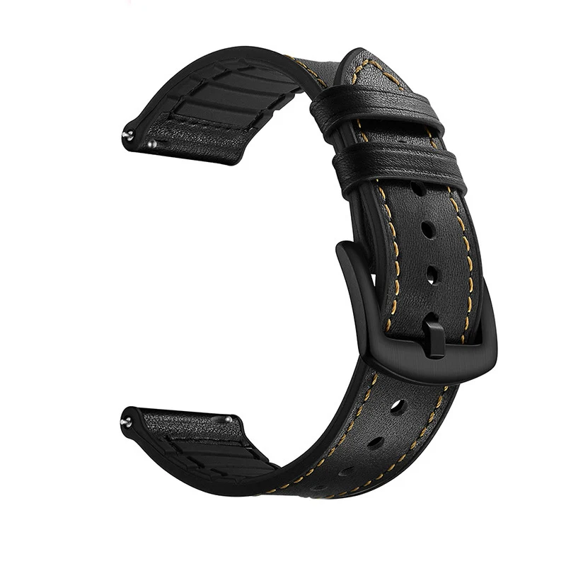 Ремешок для умных часов для Amazfit bip GTS ticwatch E 2 20 мм, кожаный силиконовый браслет, аксессуары SIKAI - Цвет: black
