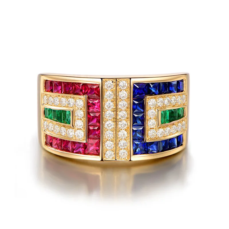 Trendy Luxury Colorful Crystal Rings Shining AAA Cubic Zirconia Ring For Women Man 585 Rose Gold Color bague femme Anel Hot B742 (21)