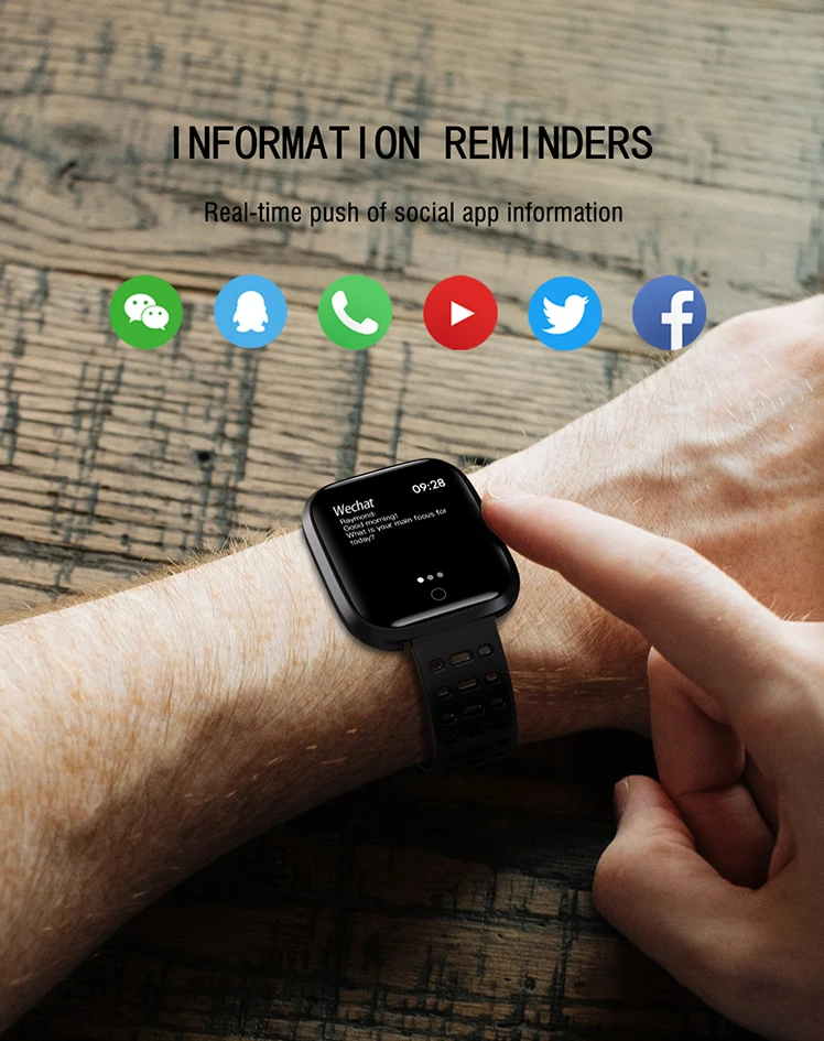 Torntisc Q8 Fitness Bracelet Heart Rate Blood Pressure monitor IP67 Waterproof smart band Sport Smart Watch Men For Android IOS Phone (11)