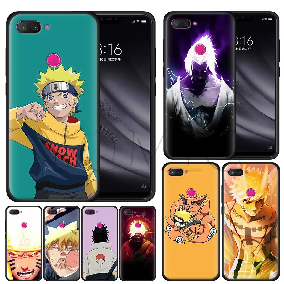 

Silicone Case for Xiaomi 8 A2 Lite A1 5X 6X poco F1 Play Redmi K20 Pro Note 7 6 Black Case Cover Naruto Comic Cartoon Animation