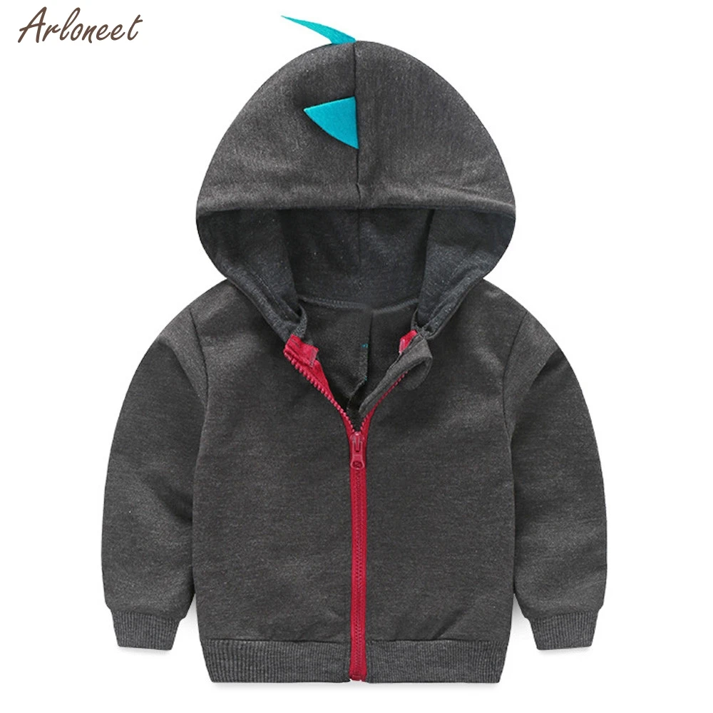 

2019 coat Baby Boy Girl Dinosaur Pattern Hooded Zipper Tops Clothes 27