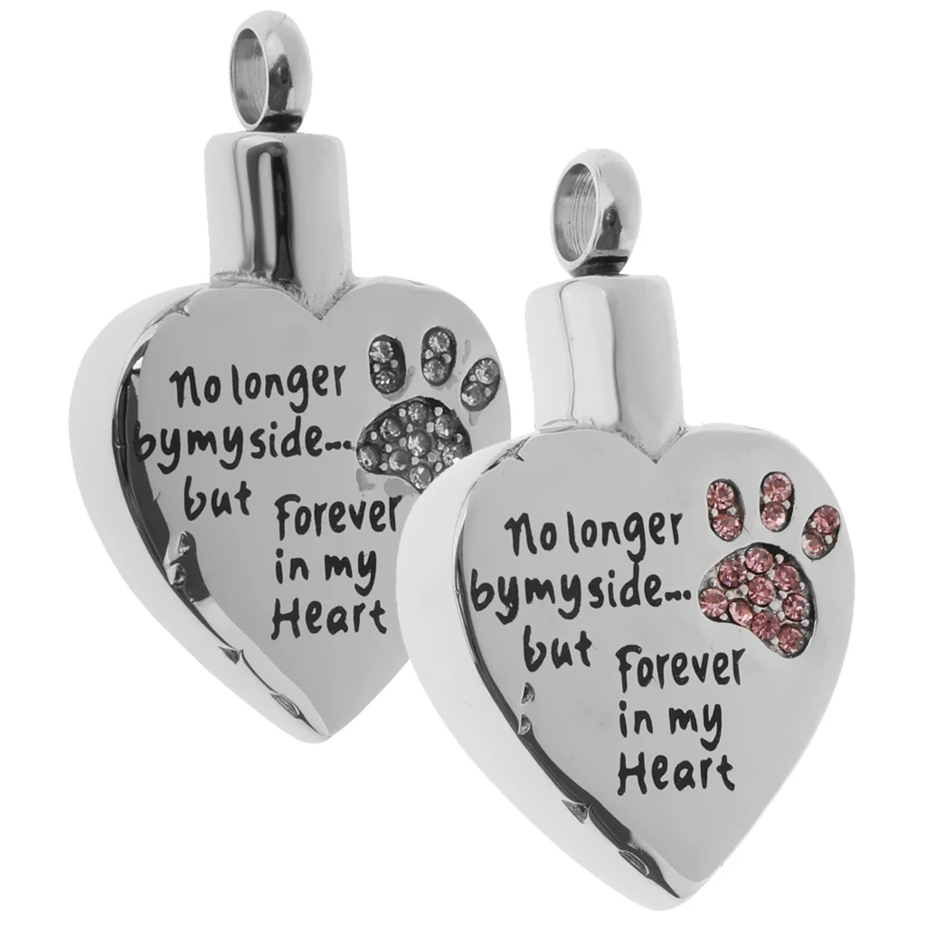 Forever in my  Heart Animal Claw Crystal Stainless Steel Urn Ash Pendant Memorial Cremation 