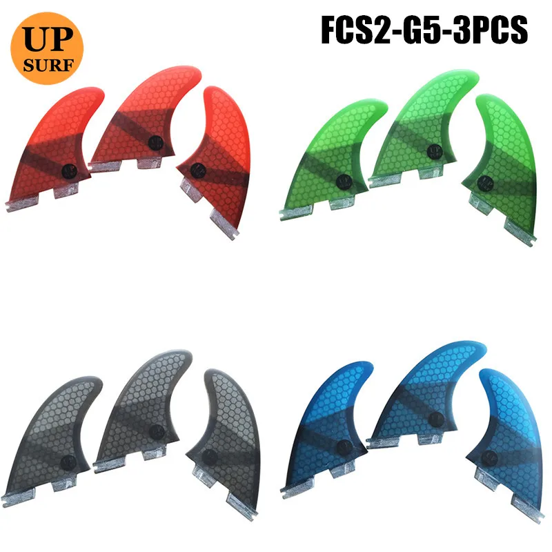 Плавники для серфинга FCS2 плавники G5/G7/GL/K2.1 FCS II три плавника набор стекловолокна синий, красный, черный, зеленый цвет Tri-quad плавники