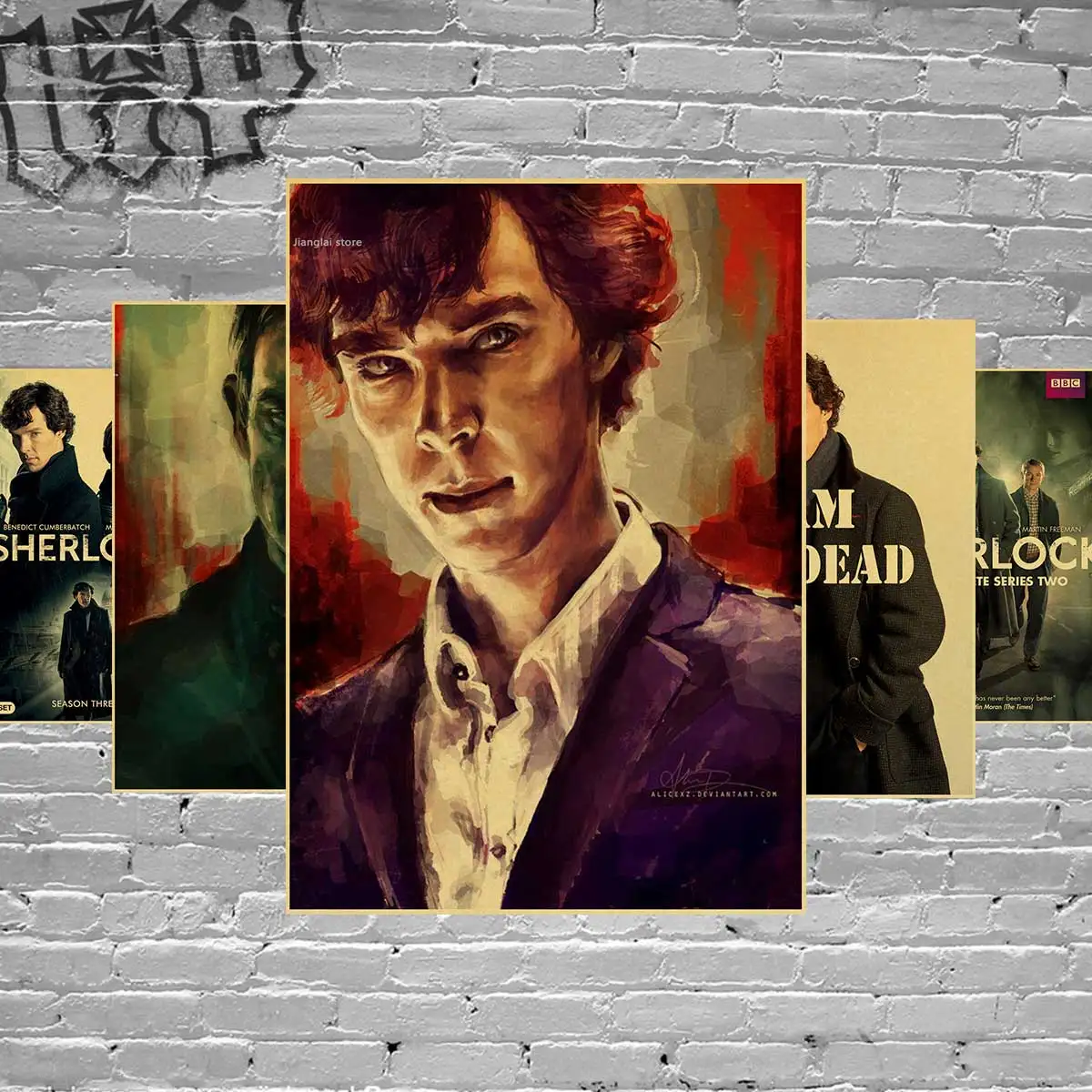 

Sherlock Holmes American TV Series Home Furnishing decoration Kraft Movie retro Poster Drawing core Wall stickers