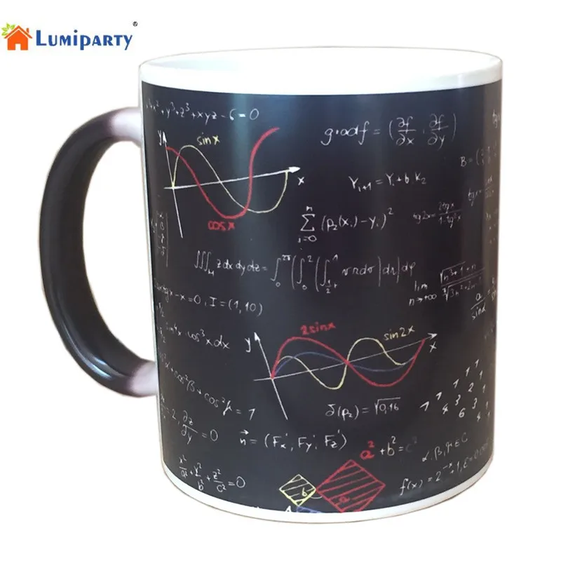 

LumiParty Automatic self Color Changing mug Cup Mathematical Formulas Print Coffee Mug Heat Reveal Ceramic Water Magic Mug -25