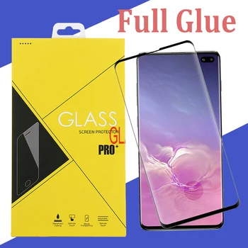 

50pcs Full Glue Coverage Curved Screen Protector Tempered Glass For Samsung S9 S8 Plus Note 9 8 Case Friendly With Yellow Box