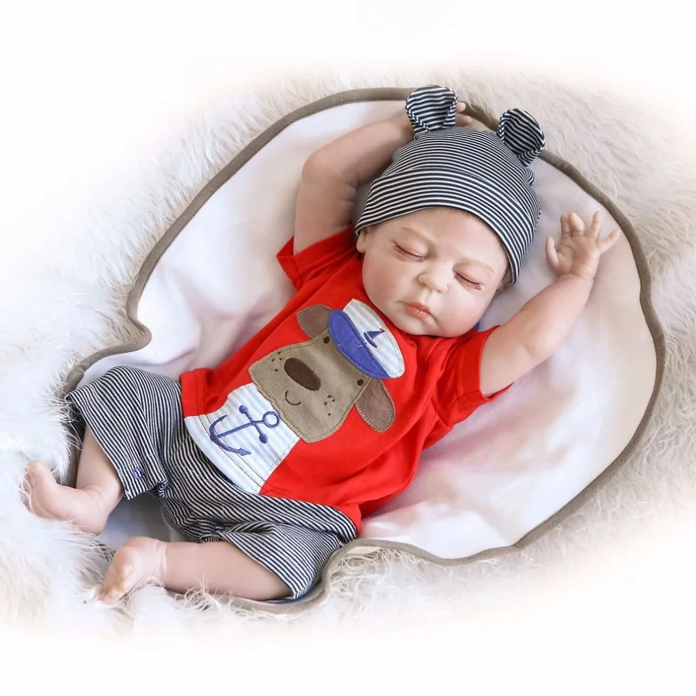 

23 Inch Realistic Kawaii Silicone Boy Reborn Sleeping Baby Doll Lifelike Newborn Doll Toy For Children Christmas Gift brinquedos