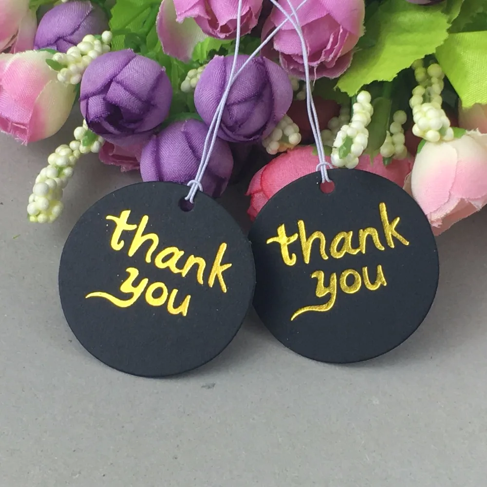 200 шт./лот подарочные бирки Thank you + шт. Круглые Крафт Упаковочные этикетки для