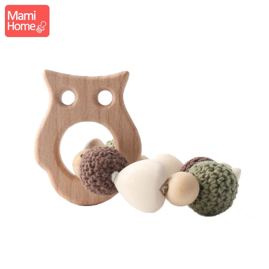 

mamihome 1pc Lovely Animal Baby Wooden Toys Fox Hedgehog Elephant Bird Crochet Beads Toys Baby Wooden Teether Nursing Bracelet