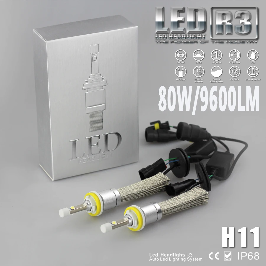 

Rocket R3 H7 LED Car Headlight CREE XHP-50 Chips H8 H11 Car Headlight 40W 4800LM H4 H9 HB3 HB4 9006 LED Headlight conversion Kit