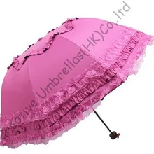 UPF> 50+ арочные Зонты принцессы, 8 ребер, складное черное покрытие 2 раза, солнцезащитный козырек, Бортовая шнуровка, сумка зонтик, УФ-защита