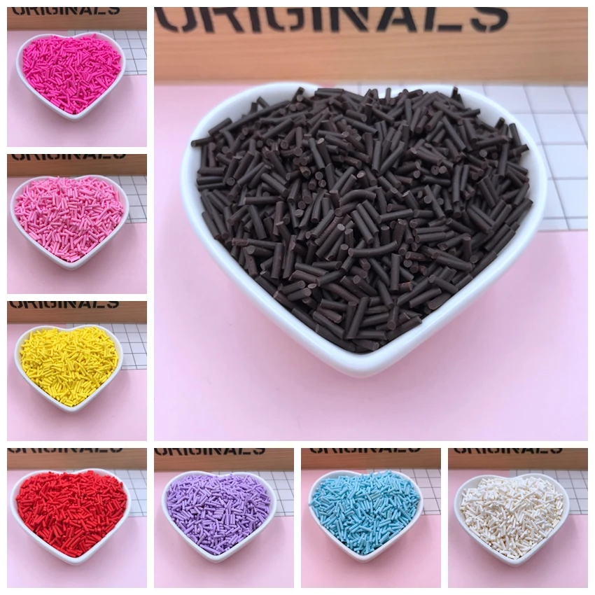 

October Sprinkle!! 100g/lot Most Hot Selling Long Size Colorful Clay Sprinkle for Crafts Making, Phone Deco, DIY (about 5-6mm)