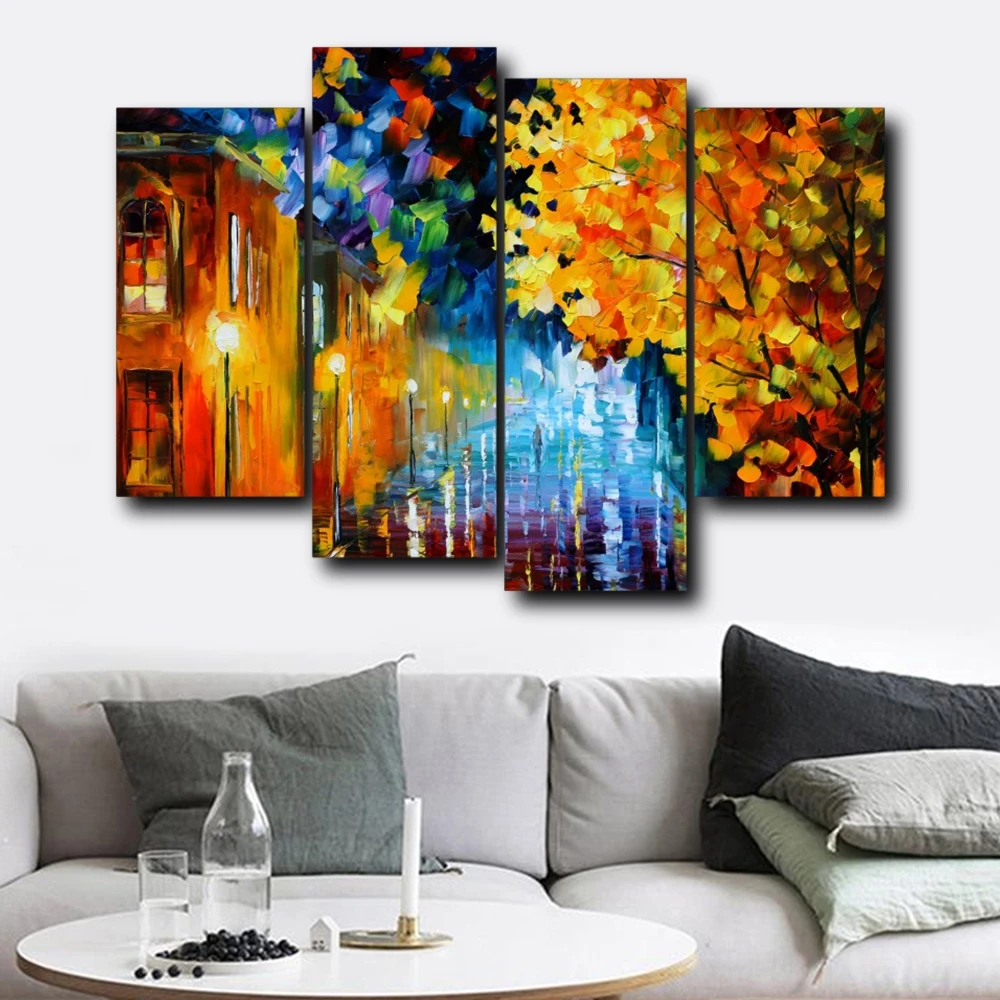 

Graffiti Watercolor Wall Art 4 Panel Abstract Posters Prints Pictures Canvas Decor Paintings on the Wall Decoration Home Decor